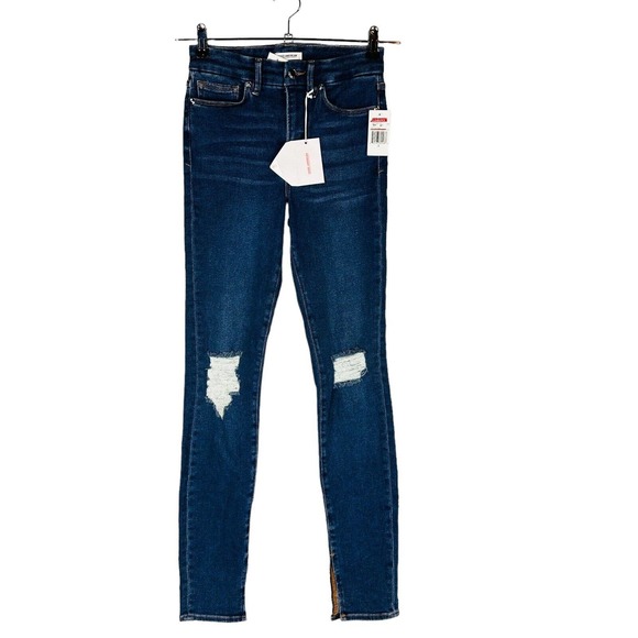 New Good American Good Womans 2 /26 Waist Crop Long Slit Ankle Distressed NWT - Picture 3 of 10